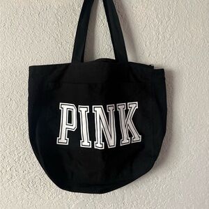 Pink victoria’s Secret black tote bag